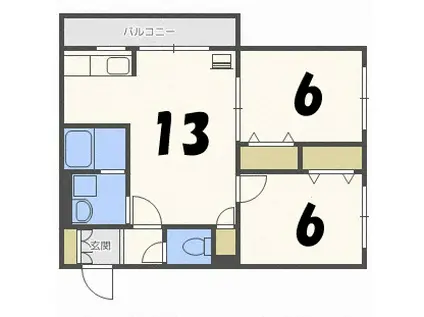 SEIRA白石本通(2LDK/3階)の間取り写真