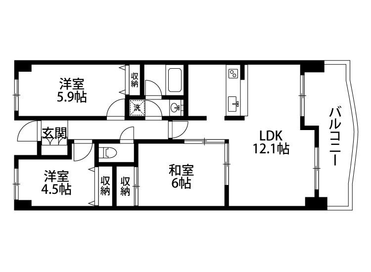 レールシティ万代南(3LDK/8階)の間取り写真