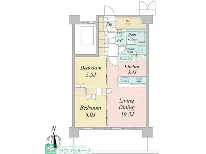 トラープランド蒼麗館(2LDK/6階)の間取り写真