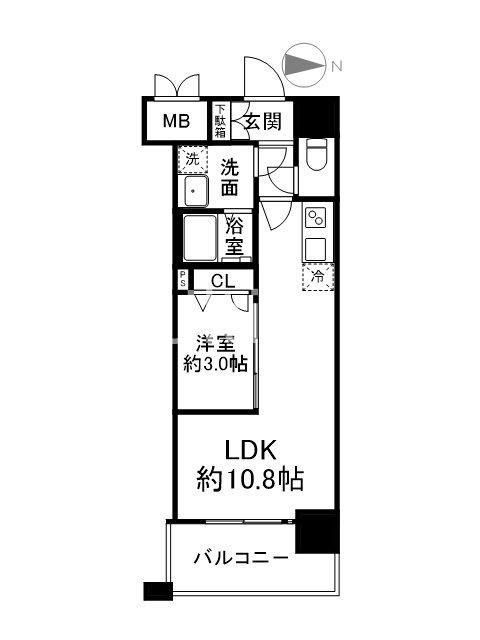 ソルテラスKYOTO西大路 瑠(1LDK/4階)の間取り写真