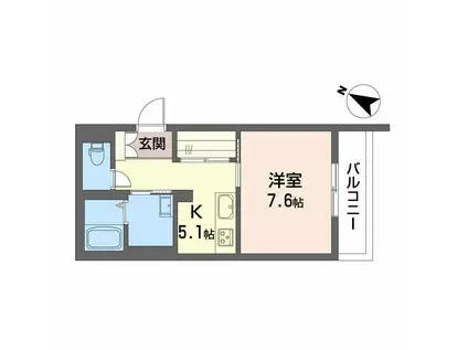 PARADISO本荘(1K/2階)の間取り写真