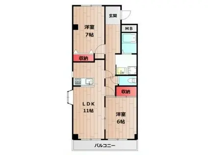 ラメール松江(2LDK/3階)の間取り写真