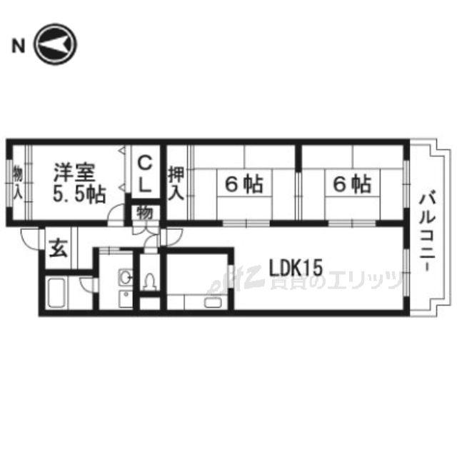 ルノン茨木(3LDK/4階)の間取り写真