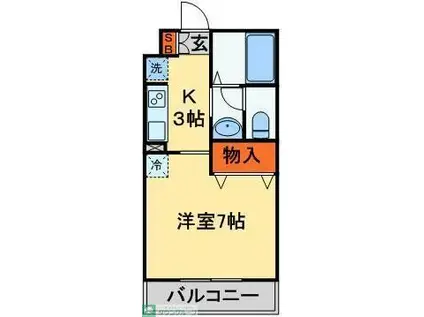 シャングリラ(1K/2階)の間取り写真