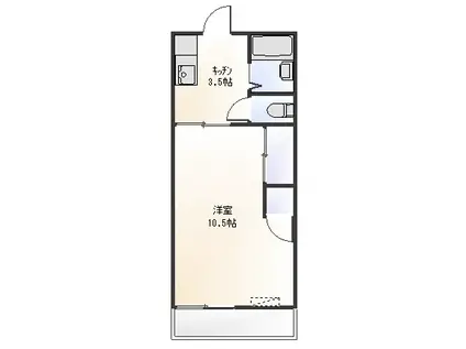 センターハイツ(1K/1階)の間取り写真