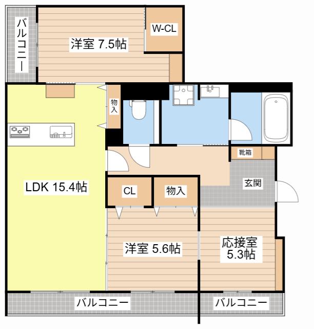 シャーメゾン草津プレミア(3LDK/2階)の間取り写真
