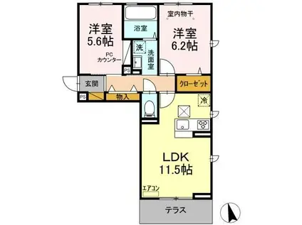 メゾン津田沼(2LDK/1階)の間取り写真