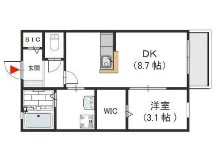 ラヴィ・クレール(1DK/1階)の間取り写真