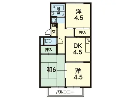 クレヴィア八反田(3DK/2階)の間取り写真