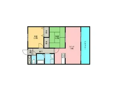 JR和歌山線 打田駅 徒歩12分 5階建 築24年(2LDK/4階)の間取り写真