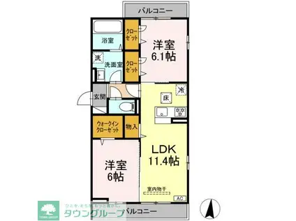 メゾンアーク西新井II(2LDK/1階)の間取り写真