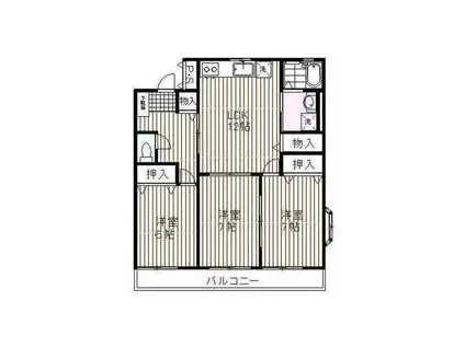ロイヤルプラザ南二日町A(3LDK/3階)の間取り写真