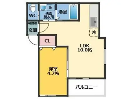 メゾン・ドゥ・アッシュ市川(1LDK/3階)の間取り写真