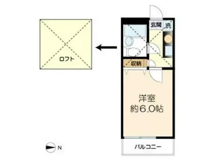 リッチパレス(1K/2階)の間取り写真