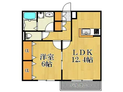 クロープ辛夷(1LDK/1階)の間取り写真