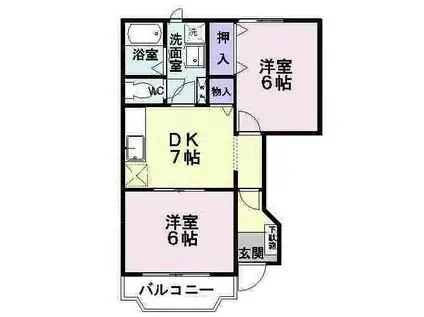 フルーツバスケット(2DK/1階)の間取り写真