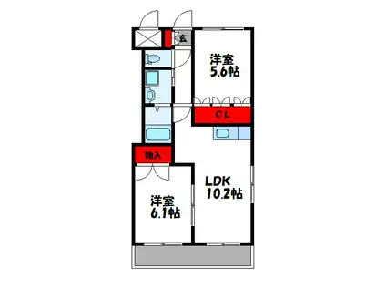 コンフォート穂波(2LDK/1階)の間取り写真
