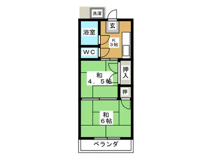 第3五光ハイツ(2K/2階)の間取り写真