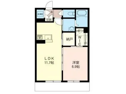 リヴェール(1LDK/1階)の間取り写真