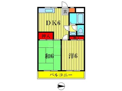 パールハイム(2DK/2階)の間取り写真