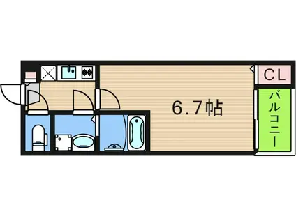 南大阪ミカーサ(1K/2階)の間取り写真