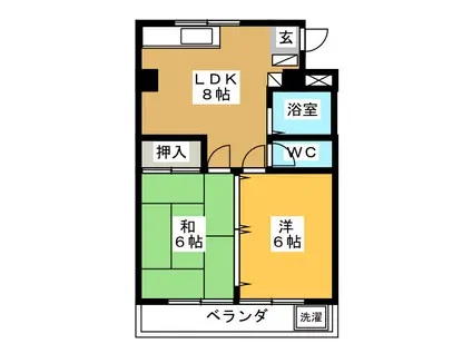 ベルヴイハウス(2LDK/1階)の間取り写真