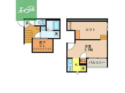 CB鳥栖アデリーナ(1K/1階)の間取り写真
