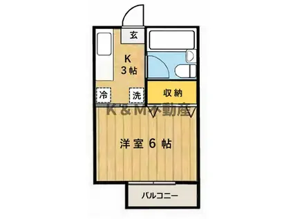 柏パークハイムA(1K/2階)の間取り写真