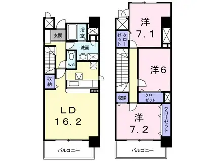 メルヴェイユー山本(3LDK/1階)の間取り写真