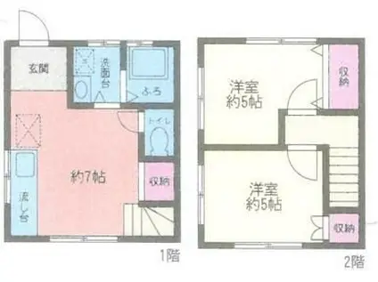 アウローラ(2DK/1階)の間取り写真