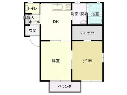 ドエリング堀金(2DK/1階)の間取り写真