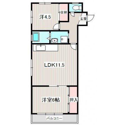セブンヒルズ(2LDK/1階)の間取り写真