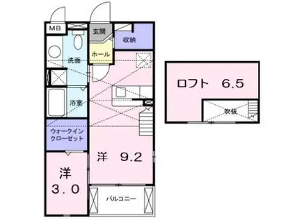 ラフレシール・メゾン宮崎1(1DK/2階)の間取り写真