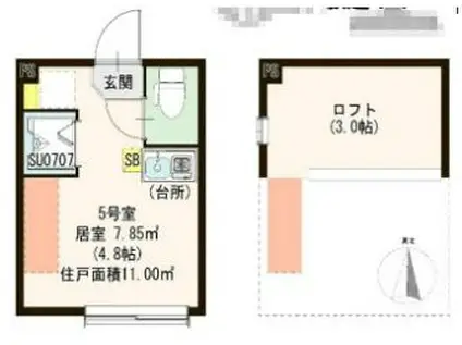 ハーモニーテラスルクス千川(ワンルーム/1階)の間取り写真