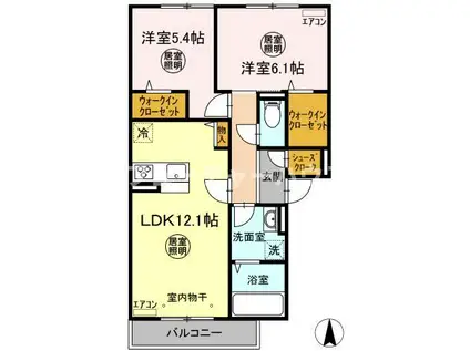 アンテ・ラルボ(2LDK/3階)の間取り写真