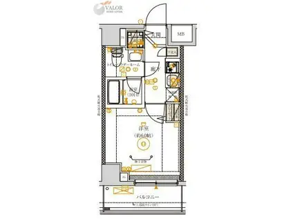 ベルシード横濱吉野町マキシヴ(1K/4階)の間取り写真