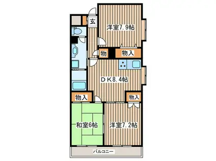 プレジデント六丁の目(3DK/1階)の間取り写真
