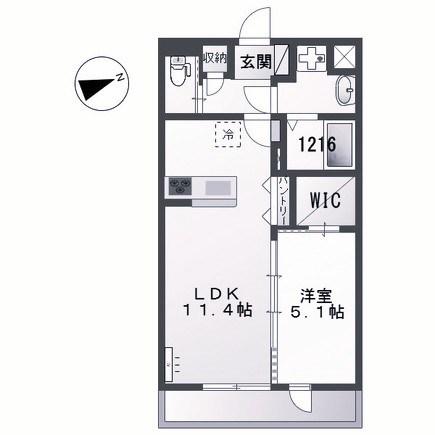 カーサ クラージュ(1LDK/1階)の間取り写真