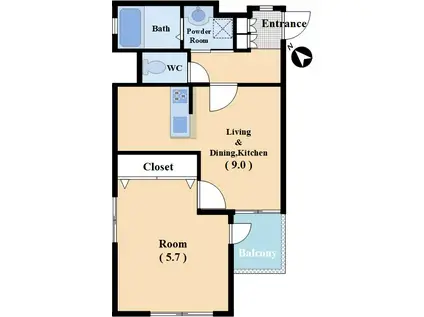 ACREST(1LDK/4階)の間取り写真