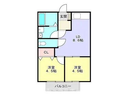 ホワイトタウン寺前(2DK/2階)の間取り写真