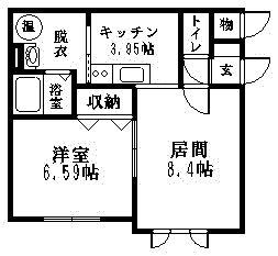 LINO GRACE(1LDK/2階)の間取り写真