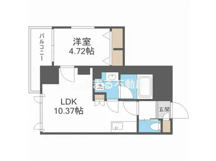 プレジオ難波ASIAN(1LDK/4階)の間取り写真