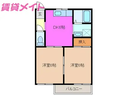 メゾンレスポワール(2DK/2階)の間取り写真