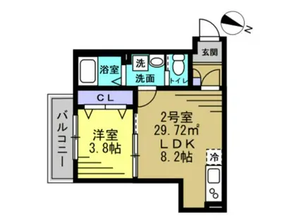 エージェー南流山(1LDK/1階)の間取り写真