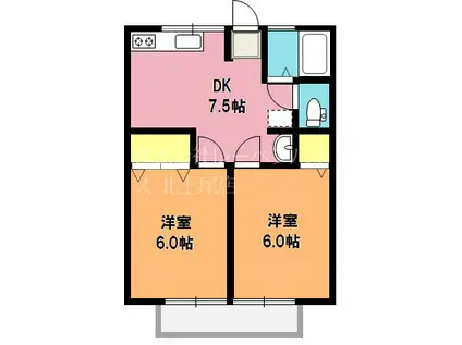 シティハイムいずみ台(2DK/1階)の間取り写真