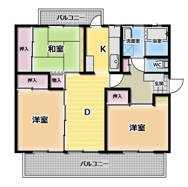 京都東山405棟(3DK/5階)の間取り写真