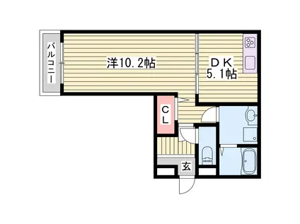 K・プラウド(1DK/2階)の間取り写真