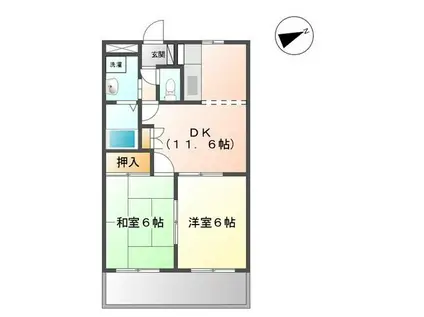 グリーンヒル壱番館(2LDK/2階)の間取り写真