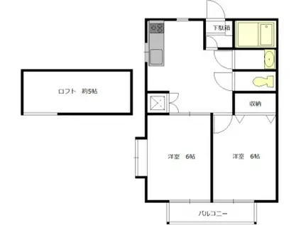 ワンダフルホーム(2DK/2階)の間取り写真