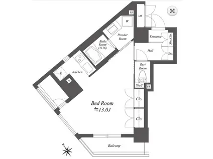 レジデンシャル目黒(ワンルーム/2階)の間取り写真